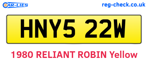 HNY522W are the vehicle registration plates.