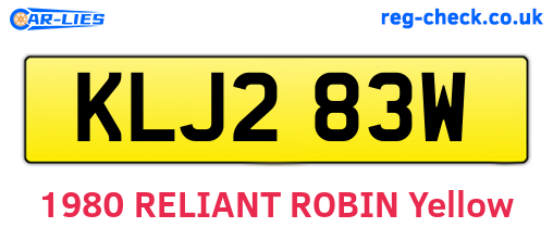 KLJ283W are the vehicle registration plates.
