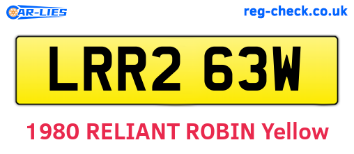LRR263W are the vehicle registration plates.