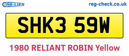 SHK359W are the vehicle registration plates.