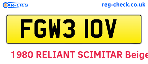 FGW310V are the vehicle registration plates.