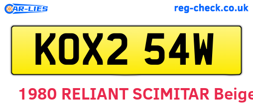 KOX254W are the vehicle registration plates.