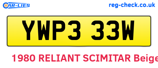 YWP333W are the vehicle registration plates.