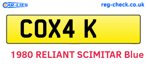 COX4K are the vehicle registration plates.