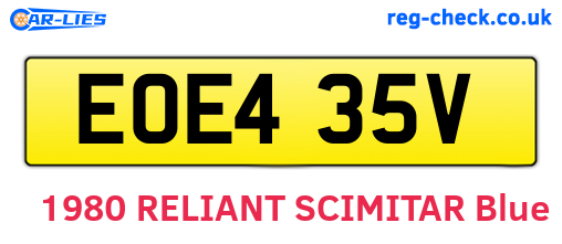 EOE435V are the vehicle registration plates.