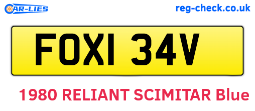 FOX134V are the vehicle registration plates.
