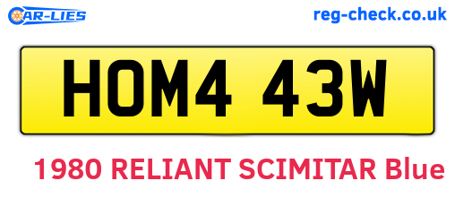 HOM443W are the vehicle registration plates.
