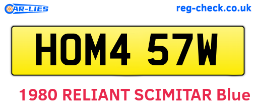HOM457W are the vehicle registration plates.
