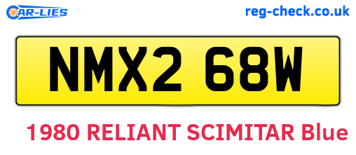 NMX268W are the vehicle registration plates.