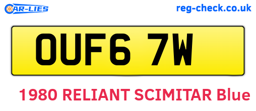 OUF67W are the vehicle registration plates.