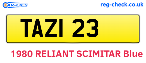 TAZ123 are the vehicle registration plates.