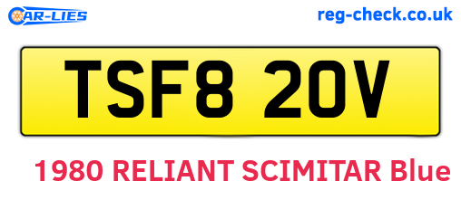 TSF820V are the vehicle registration plates.
