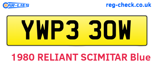 YWP330W are the vehicle registration plates.