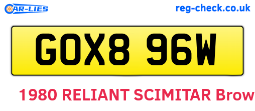 GOX896W are the vehicle registration plates.