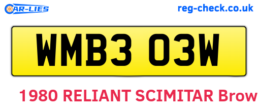 WMB303W are the vehicle registration plates.