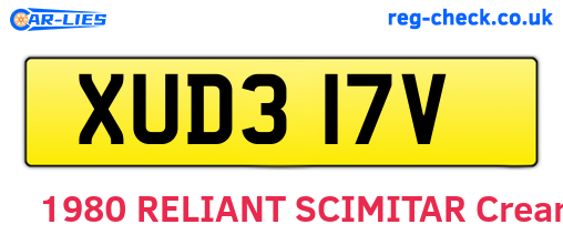 XUD317V are the vehicle registration plates.
