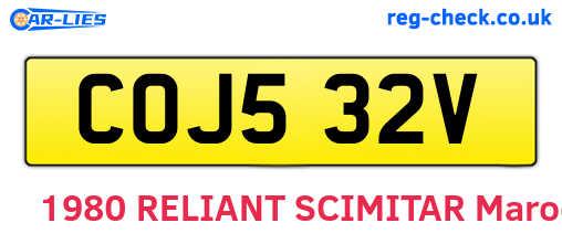 COJ532V are the vehicle registration plates.