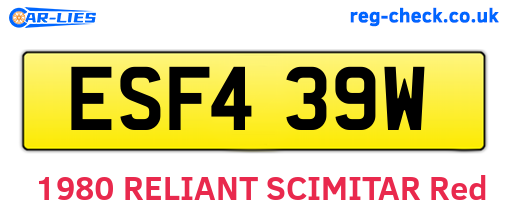 ESF439W are the vehicle registration plates.