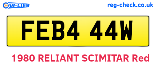 FEB444W are the vehicle registration plates.
