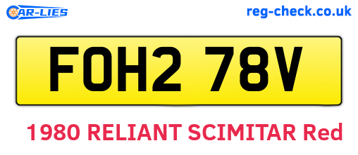 FOH278V are the vehicle registration plates.