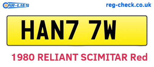 HAN77W are the vehicle registration plates.
