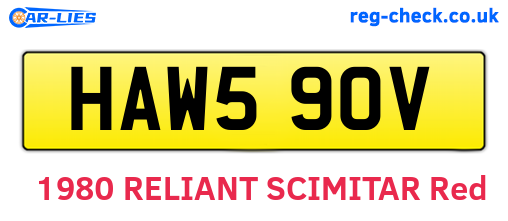 HAW590V are the vehicle registration plates.