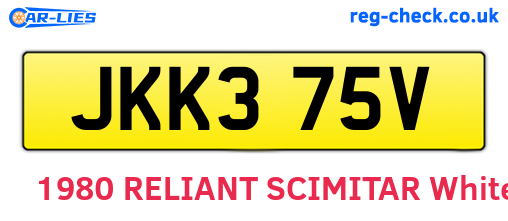 JKK375V are the vehicle registration plates.