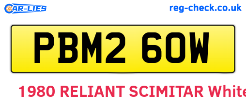 PBM260W are the vehicle registration plates.
