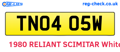 TNO405W are the vehicle registration plates.