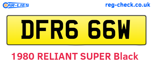 DFR666W are the vehicle registration plates.