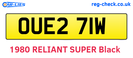 OUE271W are the vehicle registration plates.