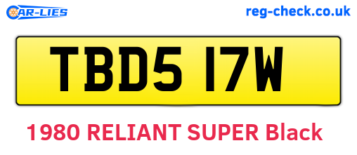 TBD517W are the vehicle registration plates.