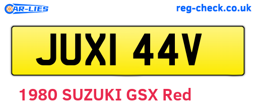 JUX144V are the vehicle registration plates.