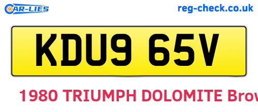 KDU965V are the vehicle registration plates.