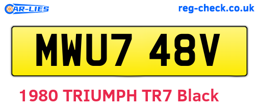 MWU748V are the vehicle registration plates.