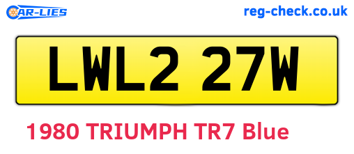 LWL227W are the vehicle registration plates.