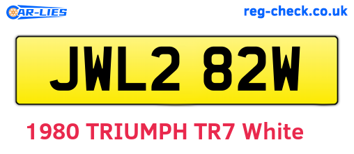 JWL282W are the vehicle registration plates.