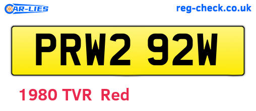 PRW292W are the vehicle registration plates.