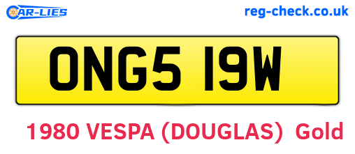 ONG519W are the vehicle registration plates.