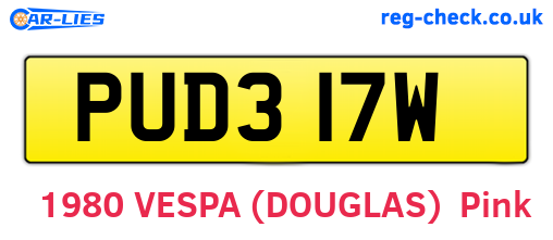 PUD317W are the vehicle registration plates.