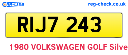 RIJ7243 are the vehicle registration plates.