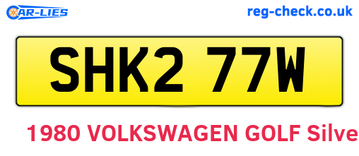 SHK277W are the vehicle registration plates.