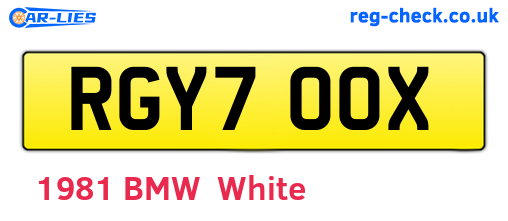 RGY700X are the vehicle registration plates.