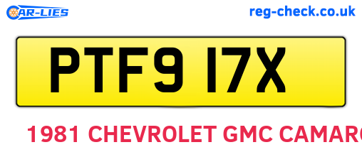 PTF917X are the vehicle registration plates.