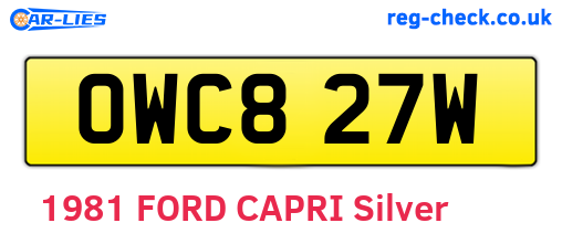 OWC827W are the vehicle registration plates.