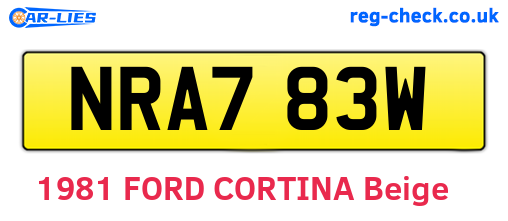 NRA783W are the vehicle registration plates.