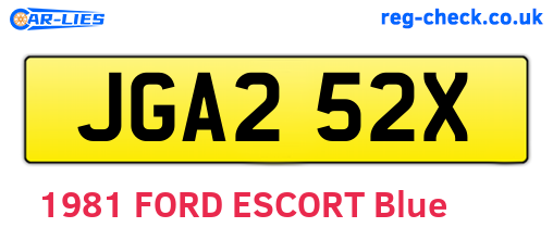 JGA252X are the vehicle registration plates.