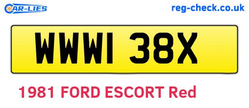 WWW138X are the vehicle registration plates.