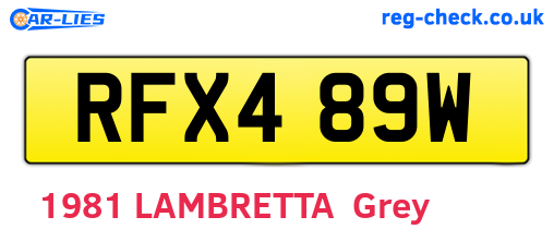 RFX489W are the vehicle registration plates.