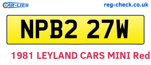NPB227W are the vehicle registration plates.